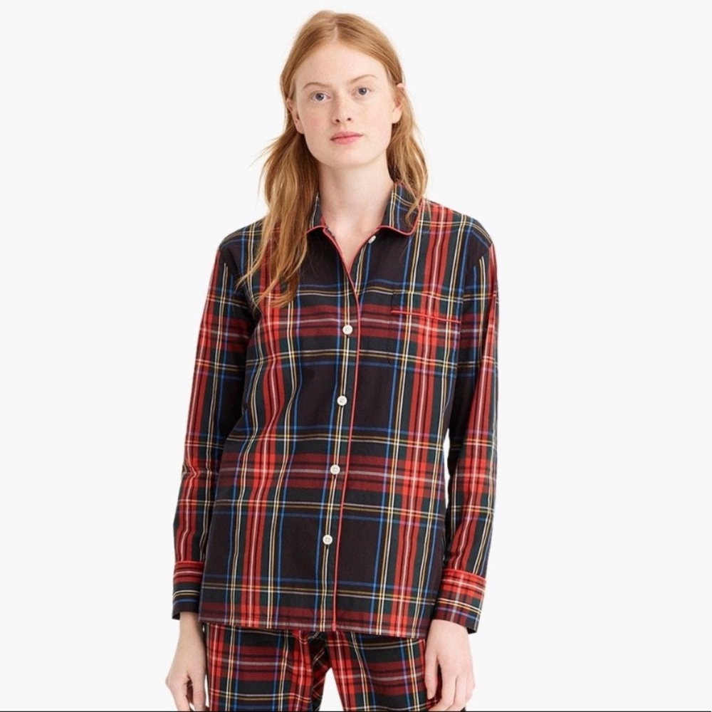 NWT J. Crew Stewart Tartan Plaid Cotton Long Sleeve Pajama Shirt Women’s XS / S - Picture 4 of 4
